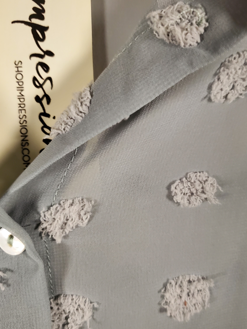 Impressions Light Blue Swiss Dot Button-Down Shirt - Picture 7 of 8